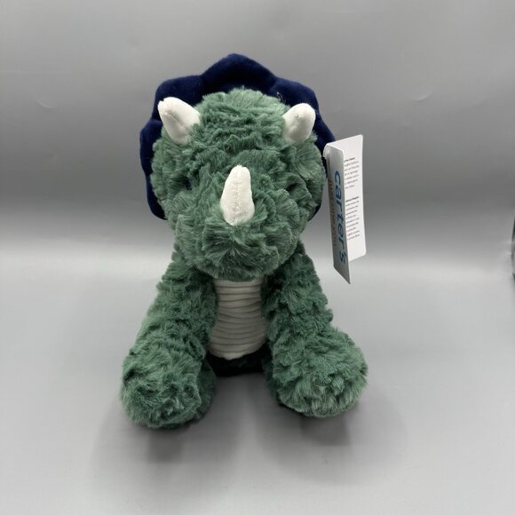 Just One You Other - Carters Just One You Green Blue Triceratops Dinosaur Plush Baby Toy 68340 NEW